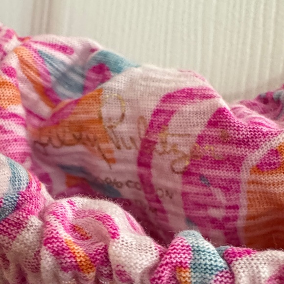 Women’s Strapless Ruffle Top in Pink Multi - Picture 3 of 4